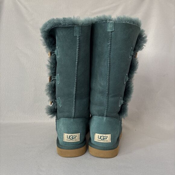 Womens UGG Boots Bailey Button Tall Triplet Teal Suede Boho Festival Rare Color6 - Picture 2 of 16
